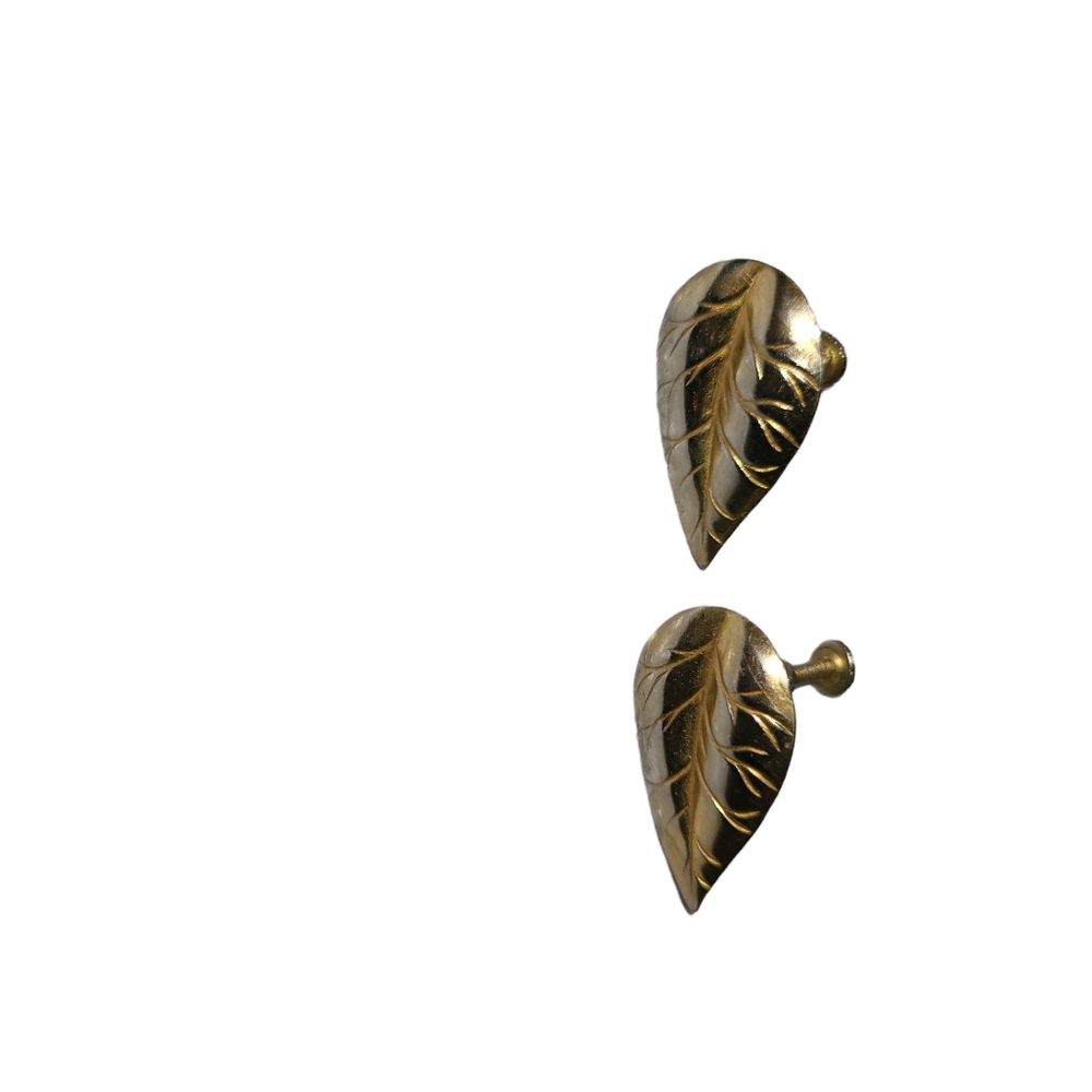 Gold Tone Leaf Clip Earrings